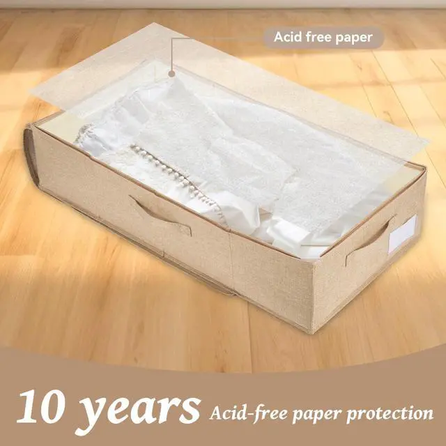 Alt view image 3 of 7 - Wedding Dress Storage Box with 40 Sheets Large Acid Free Tissue Paper and 1 Pair Microfiber Gloves, Wedding Gown Preservation Box for Bridal Essentials