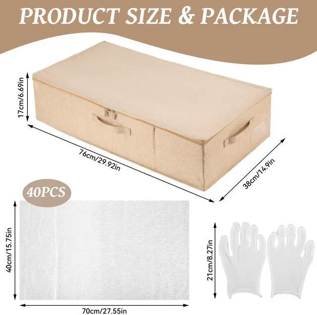 Alt view image 2 of 7 - Wedding Dress Storage Box with 40 Sheets Large Acid Free Tissue Paper and 1 Pair Microfiber Gloves, Wedding Gown Preservation Box for Bridal Essentials