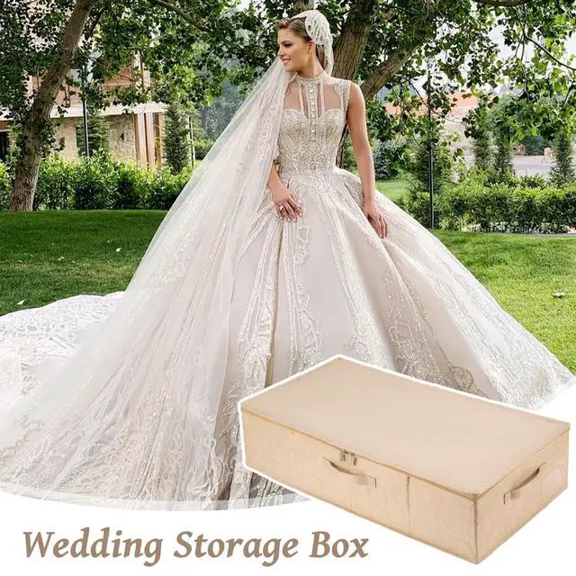 Alt view image 7 of 7 - Wedding Dress Storage Box with 40 Sheets Large Acid Free Tissue Paper and 1 Pair Microfiber Gloves, Wedding Gown Preservation Box for Bridal Essentials