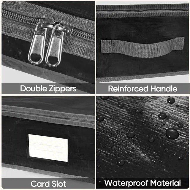 Alt view image 3 of 7 - Soft Christmas Wrapping Paper Storage Bag, 40" Durable PE Gift Wrap Storage Bag with Flexible Partitions and Pockets for Ribbon, Accessories (Black)