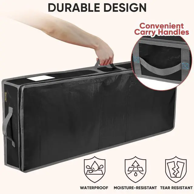 Alt view image 5 of 7 - Soft Christmas Wrapping Paper Storage Bag, 40" Durable PE Gift Wrap Storage Bag with Flexible Partitions and Pockets for Ribbon, Accessories (Black)