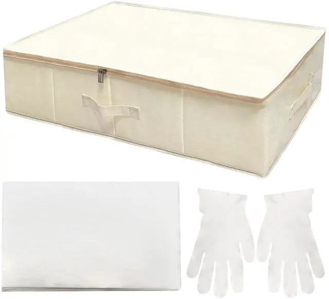 Main image of Wedding Dress Storage Box Kit - Rectangular with 40 Sheets Acid-Free Tissue Paper & Microfiber Gloves