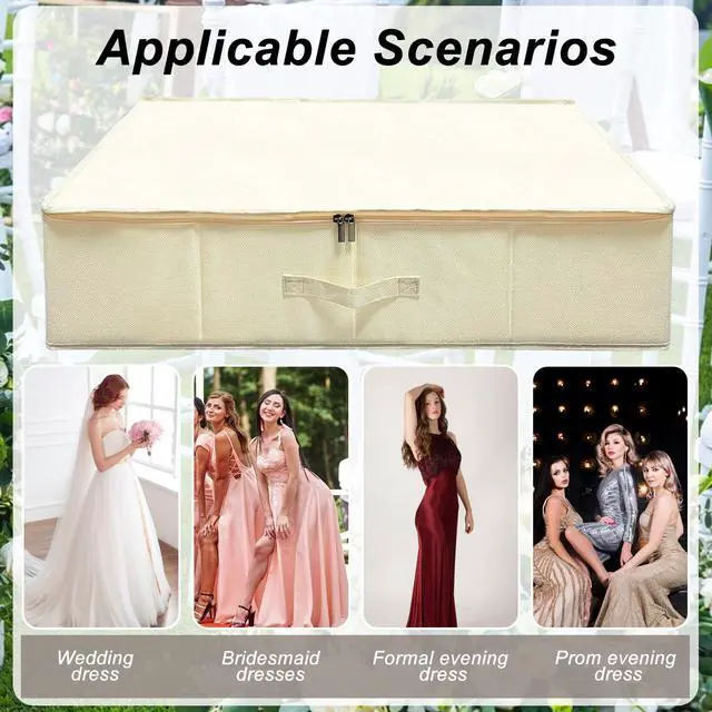 Alt view image 4 of 7 - Wedding Dress Storage Box Kit - Rectangular with 40 Sheets Acid-Free Tissue Paper & Microfiber Gloves