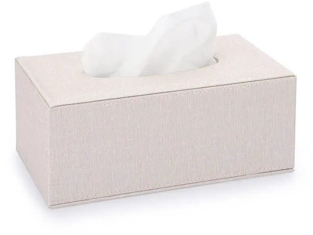 Main image of Tissue Box Cover Rectangle Linen Tissue Box,Stylish Tissue Box Holder with Magnetic Bottom,Decorative Tissue Cover for Bathroom Toilet Bedroom Living Room Table Desk Office, Beige