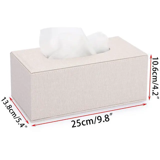 Alt view image 3 of 7 - Tissue Box Cover Rectangle Linen Tissue Box,Stylish Tissue Box Holder with Magnetic Bottom,Decorative Tissue Cover for Bathroom Toilet Bedroom Living Room Table Desk Office, Beige
