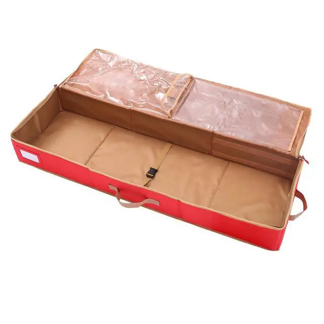 Alt view image 3 of 5 - Gift Wrapping Paper Storage containers,600D Oxford Fabric Christmas Ribbon Gift Bag Bows Storage Box,Holds up to 20 Rolls,42"W x 14"D x 5.5"H (Red)