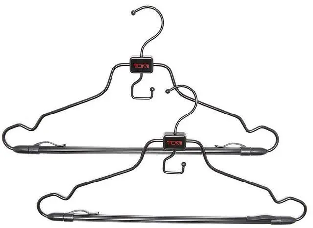 Main image of 2-Piece Hangers Set - Travel Clothes Hanger for Suit, Coat & Trousers - Space Saving Garment Bag Hangers w/ Hooks - Black