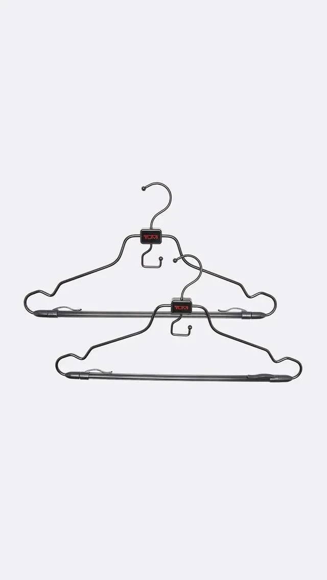 Alt view image 4 of 6 - 2-Piece Hangers Set - Travel Clothes Hanger for Suit, Coat & Trousers - Space Saving Garment Bag Hangers w/ Hooks - Black