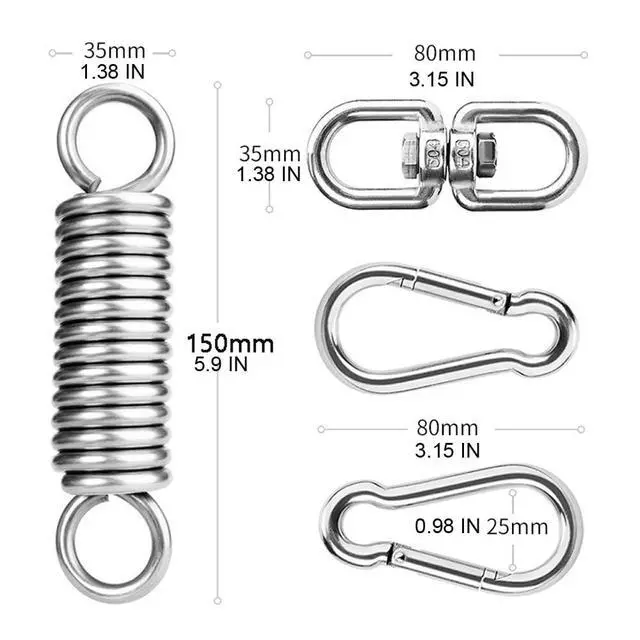 Alt view image 3 of 6 - Heavy Bag Hanger, Heavy Bag Spring for Heavy Bag, Punching Bag Hanger Set with Carabiners and Spring for Punching Bags, Hammock up to 450lbs