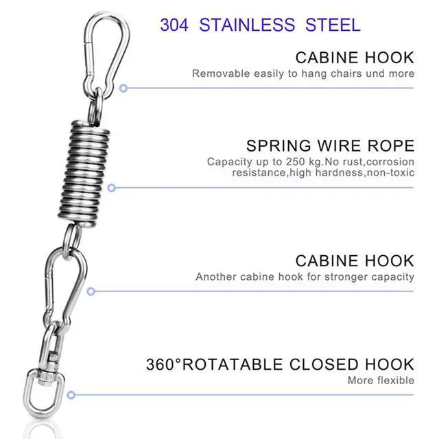 Alt view image 4 of 6 - Heavy Bag Hanger, Heavy Bag Spring for Heavy Bag, Punching Bag Hanger Set with Carabiners and Spring for Punching Bags, Hammock up to 450lbs
