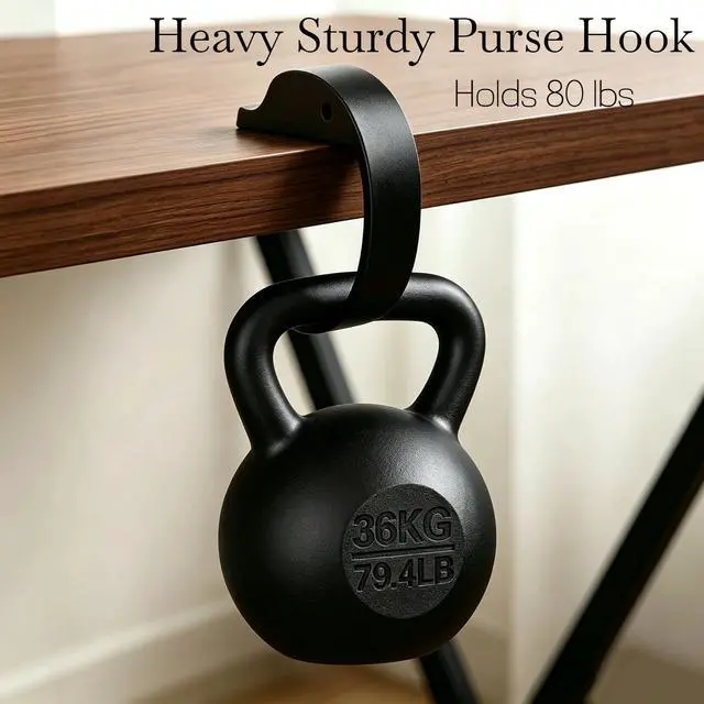 Alt view image 3 of 7 - Bag Hook Heavy Sturdy Purse Hook for Table & Holds 80 lbs Purse Holder for Table Portable Purse Hanger for Table 2pcs Black and White