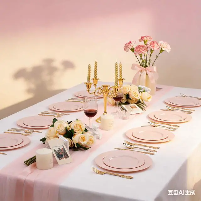 Alt view image 6 of 7 - 100PCS Pink Plastic Plates - Heavy Duty Pink Party set Disposable serve for 50 guests -10 inch Dinner + 7 inch Dessert/Salad Plates for Easter,Birthday Party,Mother's Day