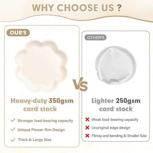 Alt view image 4 of 7 - 350 Pcs Ivory Paper Plates and Napkins Set, Tableware Set for 50 Guests Include Disposable Ivory Scalloped Plates, Napkins, Cups, Knives, Forks & Spoons for Baby Shower Wedding Bridal Shower Birthday