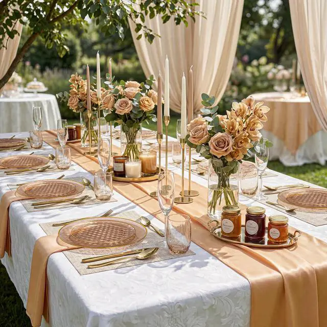 Alt view image 6 of 7 - 60PCS Clear Brown Gold Plastic Plates - Heavy Duty Brown Disposable Plates With Gold Rim -serve for 30 guests Include Each 30PCS 10.25"&7.5" Honeycomb Design Plates for Party(Mocha Mousse)