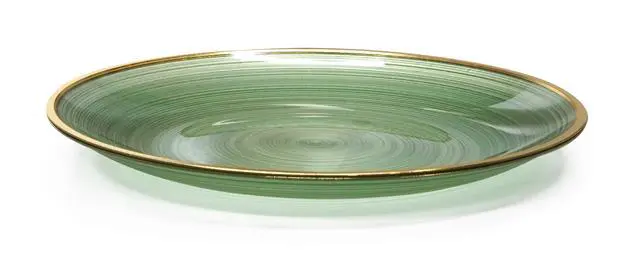 Alt view image 4 of 7 - 50 Plates Pack (25 Guests)-Wedding Party Disposable Plastic Plate Set -25 x 10'' Dinner + 25 x 7'' Salad & Dessert plates (Belize in Green & Gold)