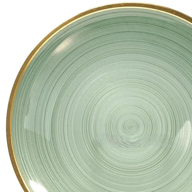 Alt view image 5 of 7 - 50 Plates Pack (25 Guests)-Wedding Party Disposable Plastic Plate Set -25 x 10'' Dinner + 25 x 7'' Salad & Dessert plates (Belize in Green & Gold)