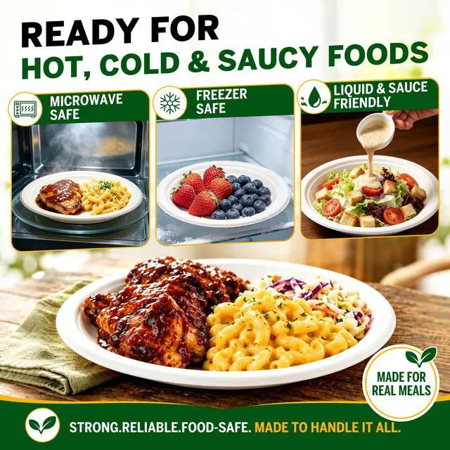 Alt view image 4 of 7 - 250PCS Disposable Paper Plates Set and Utensils, Compostable Dinnerware 9 and 7inch Plates, Biodegradable Paper Plates, Forks, Knives and Spoons for Party 50 People