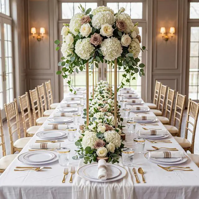 Alt view image 2 of 7 - 100PCS White and Gold Plates - Plastic Disposable Plates - Includes 50Pieces 10.25inch Dinner and 50Pieces 7.5inch Dessert/Salad Plastic Plate for Wedding/Party/Baby Shower/Bridal Shower