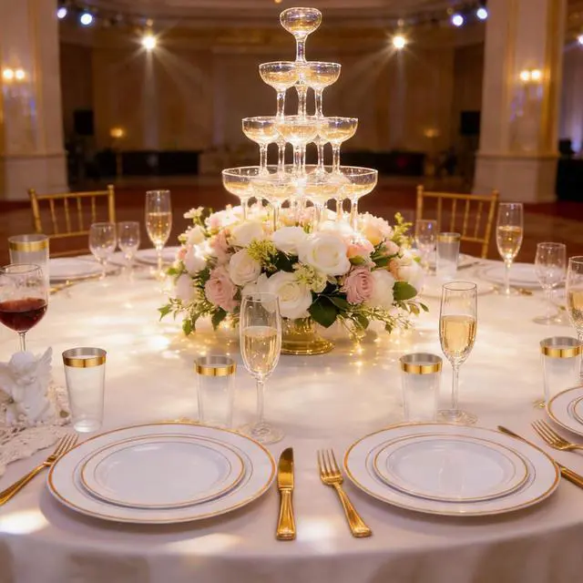 Alt view image 5 of 7 - 120PCS Gold Plastic Plates, Heavy Duty White and Gold Disposable Party Plates, 60 Dinner Plates and 60 Dessert Plates, Plastic Plates for Party Wedding Baby Shower Birthday