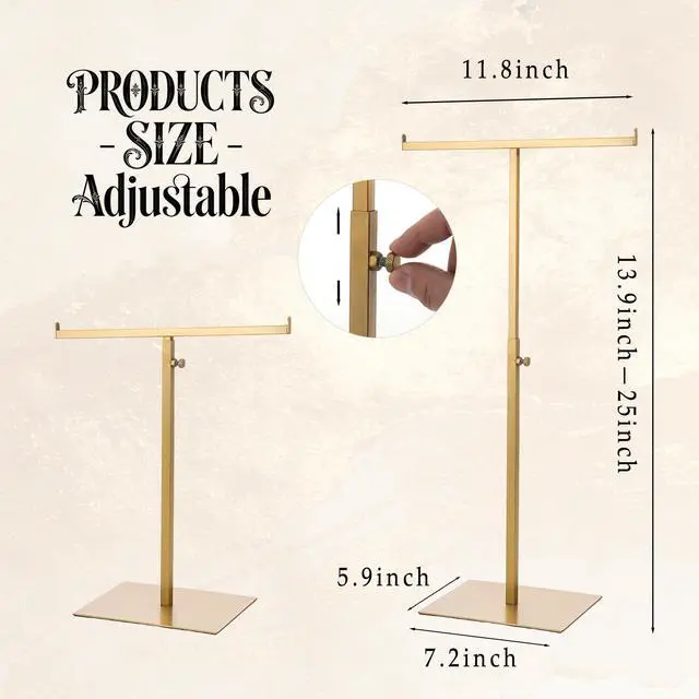 Alt view image 4 of 7 - Purse Display Stand Jewelry Towers 2 Packs Stainless Steel Bag Stand Tabletop Adjustable Height Double Hook Hanging Jewelry Stands for Necklaces Organizer Home Store Boutique (Anti-fingerprint)