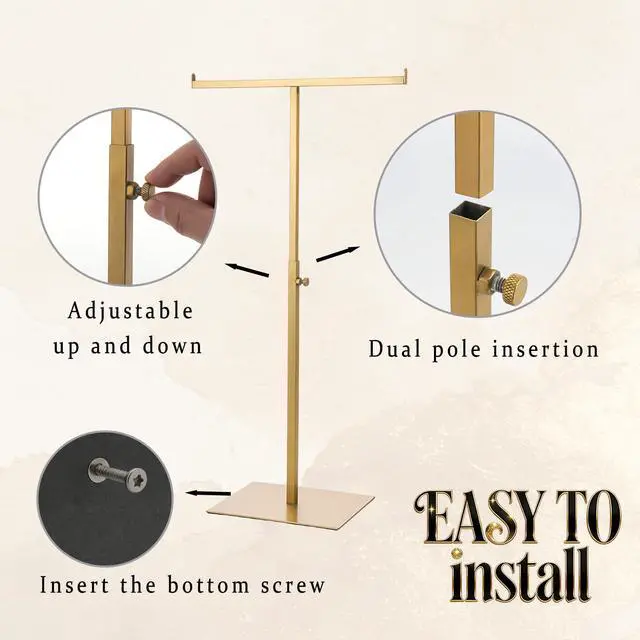 Alt view image 7 of 7 - Purse Display Stand Jewelry Towers 2 Packs Stainless Steel Bag Stand Tabletop Adjustable Height Double Hook Hanging Jewelry Stands for Necklaces Organizer Home Store Boutique (Anti-fingerprint)