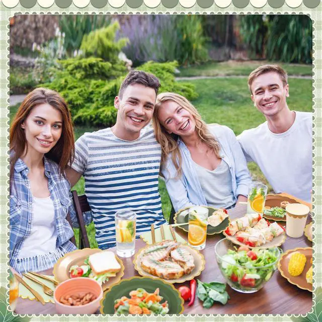 Alt view image 6 of 6 - 169 Pcs Sage Green and Brown Plates and Napkins Party Supplies for Guests Woodland Baby Shower Tableware Include Scalloped Plates Paper Napkin Cup Spoon Fork Knife for Wedding, Birthday