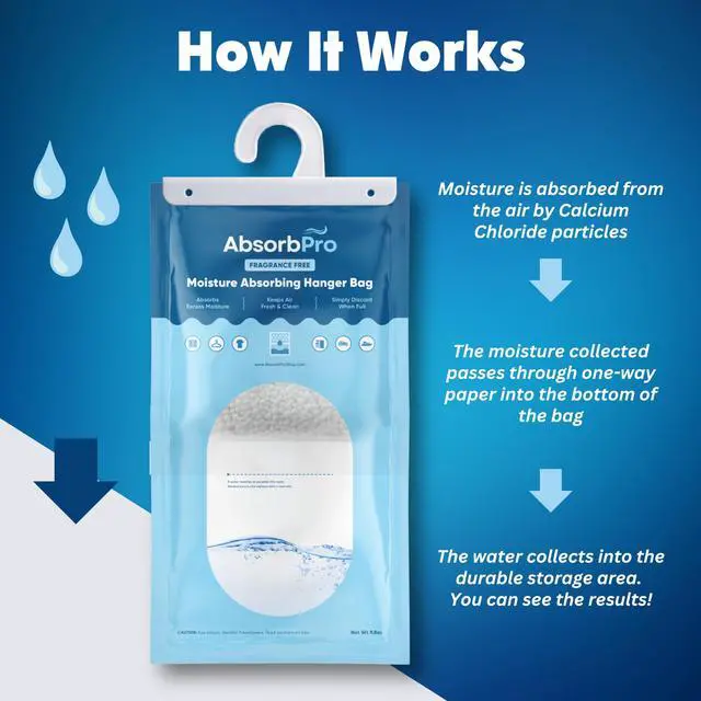 Alt view image 5 of 7 - Moisture Absorbing Hanger Bag Fragrance Free - 10-Pack - 9.8 oz Hanging Dehumidifying Packs for Home, Kitchen, Bedroom, Bathroom, Closet, Rooms, Cars
