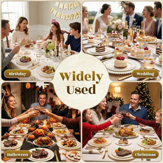 Alt view image 7 of 7 - 175pcs Plastic Dinnerware Set Ivory 25 Guests for Wedding