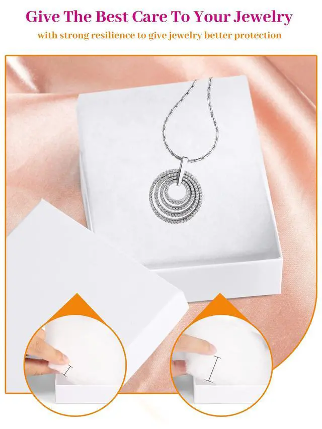 Alt view image 2 of 7 - Cardboard Jewelry Gift Boxes for shipping, Glossy Small Gift boxes for Necklace Ring Bracelet Earring Cotton Filled Jewlery Box with Lids, White 3.5x3.5x1 Inch, 20 Pieces
