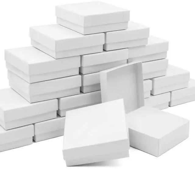 Main image of Cardboard Jewelry White Gift Boxes 20 Pack3.5×3.5×1 inches, its apply to displaying necklaces, rings, bracelets, earrings