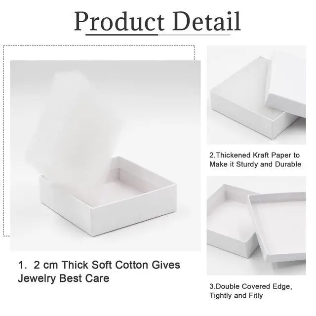 Alt view image 2 of 6 - Cardboard Jewelry White Gift Boxes 20 Pack3.5×3.5×1 inches, its apply to displaying necklaces, rings, bracelets, earrings