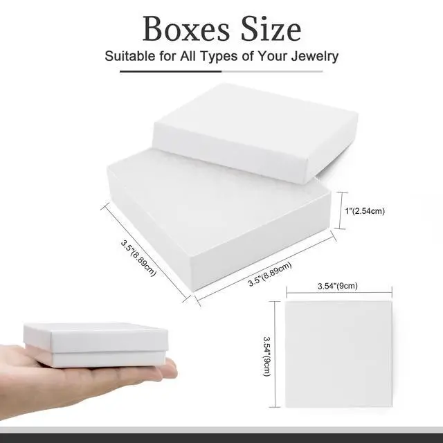 Alt view image 3 of 6 - Cardboard Jewelry White Gift Boxes 20 Pack3.5×3.5×1 inches, its apply to displaying necklaces, rings, bracelets, earrings