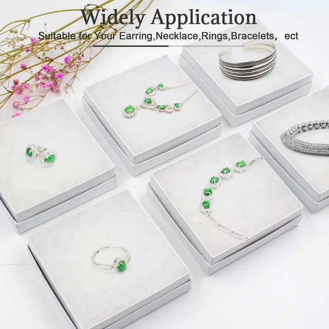 Alt view image 5 of 6 - Cardboard Jewelry White Gift Boxes 20 Pack3.5×3.5×1 inches, its apply to displaying necklaces, rings, bracelets, earrings