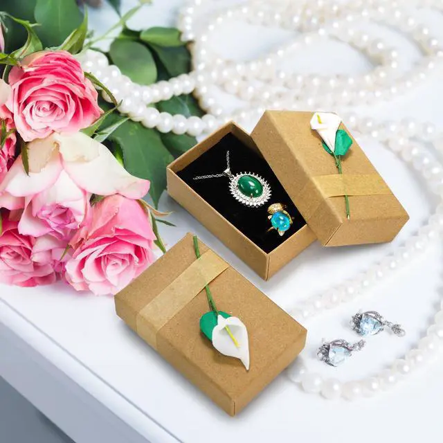 Alt view image 5 of 7 - 40 Pieces Jewelry Gift Boxes, 3.3''L x 2''W x 1''H Small Gift Packaging Box with Lid, Flower Cardboard Paper Jewelry Storage Boxes Bulk for Women Necklaces Bracelets Earrings