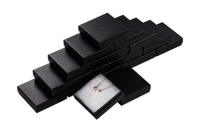 Alt view image 2 of 7 - 20 Pack 3.5x3.5x1 Inch Cardboard Jewelry Boxes,Bracelets,Earrings,Jewelry,Small Gift Packaging,Jewelry Gift Boxes with Lids and Filled with Cotton(Black)