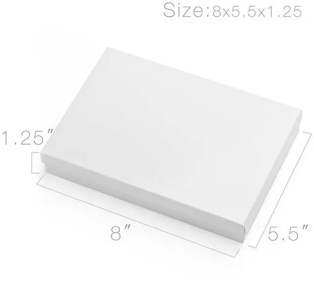 Alt view image 2 of 7 - 8x5.5x1.25 20 Cotton Filled White Jewelry Gift Boxes, Kraft Cardboard Jewelry Boxes, JewelryBox for Small Business & Wearable Nails Enhancement