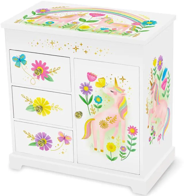 Main image of Unicorn Musical Jewelry Box for Girls Unicorn Toys for Girls Age 4-6 Kids Jewelry Box with Drawers