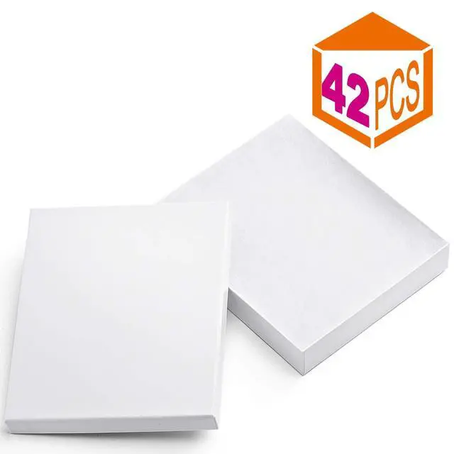 Alt view image 2 of 7 - White 42PC Jewelry Gift Boxes with Lids, 6x5x1 Cotton Filled Glossy Jewelry Boxes, Necklace Gift Box, Bracelet Gift Box, Earring Box, Bulk Jewelry Boxes for Shipping, Small Business