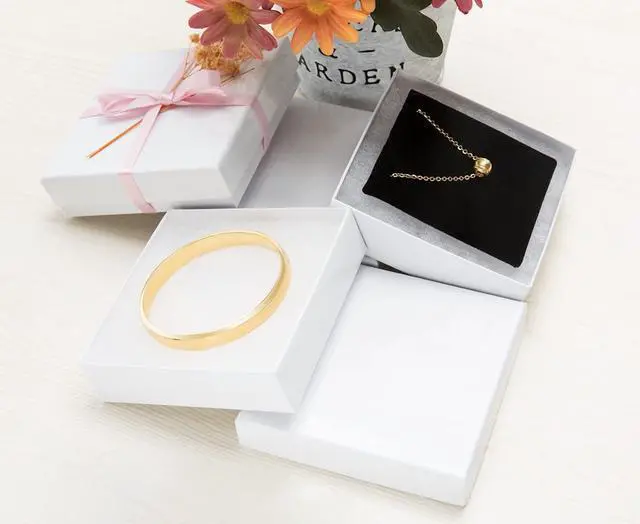 Alt view image 4 of 7 - 96 Pack 3.5x3.5x1 Inch Cardboard Jewelry Boxes,Bracelets,Earrings,Jewelry,Small Gift Packaging,Jewelry Gift Boxes with Lids and Filled with Cotton(White)