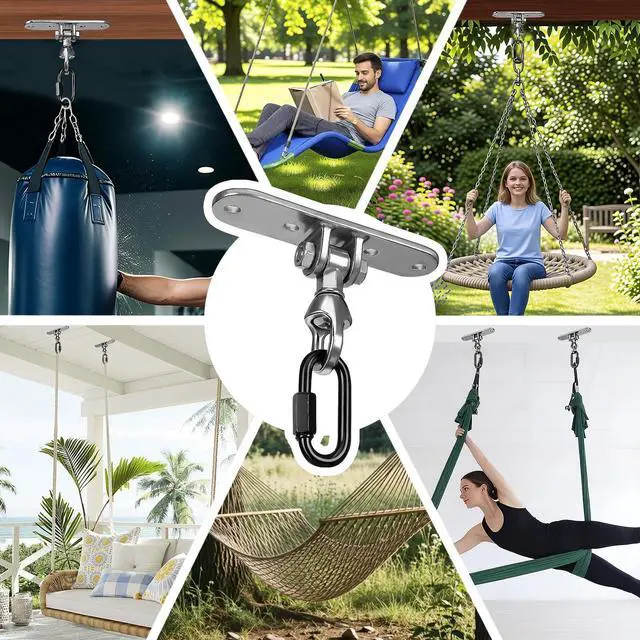 Alt view image 5 of 7 - Heavy Duty Punching Bag Hanger 180° +360° Rotation,Stainless Steel Wall Ceiling Mount Hook for Heavy Boxing Bag, Weight Training, Aerial Yoga Swing & Hammock