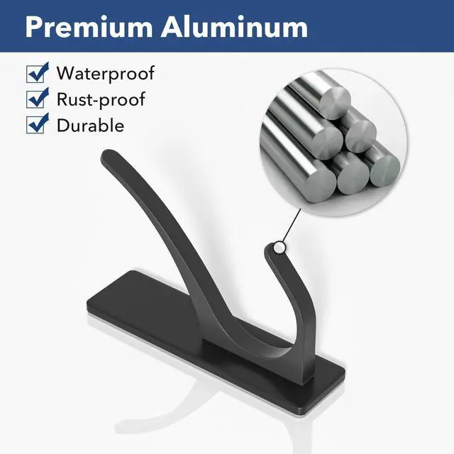 Alt view image 6 of 7 - Matt Black Self Adhesive Coat Hooks for Hanging: 13LB Extra Strong Stainless Wall Hook for Towel, Utensil, Backpack, Hat, Sturdy Metal Hanger for Bathroom, Kitchen, Door, 6-Pack