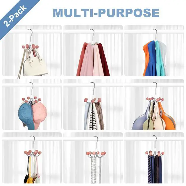 Alt view image 4 of 7 - Hoodie Hangers 2-Pack with 6 Cedar Balls, 360°Swivel Purse Hanger, Scarf Hanger, Closet Hooks, Handbag Organizer, Bra Hanger, Accessory Organizers for Scarf, Tanktop, Hat, Hoodie CT43C