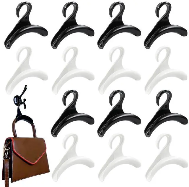 Main image of 14Pcs Purse Hanger Hook Acrylic Bag Hook Handbag Organize Hanger for Closet Organizer Storage Purses Handbags Satchels Backpacks Tote Holder (Black & White)