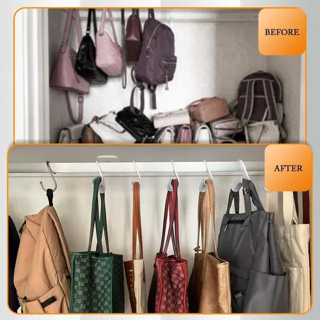 Alt view image 6 of 7 - 14Pcs Purse Hanger Hook Acrylic Bag Hook Handbag Organize Hanger for Closet Organizer Storage Purses Handbags Satchels Backpacks Tote Holder (Black & White)
