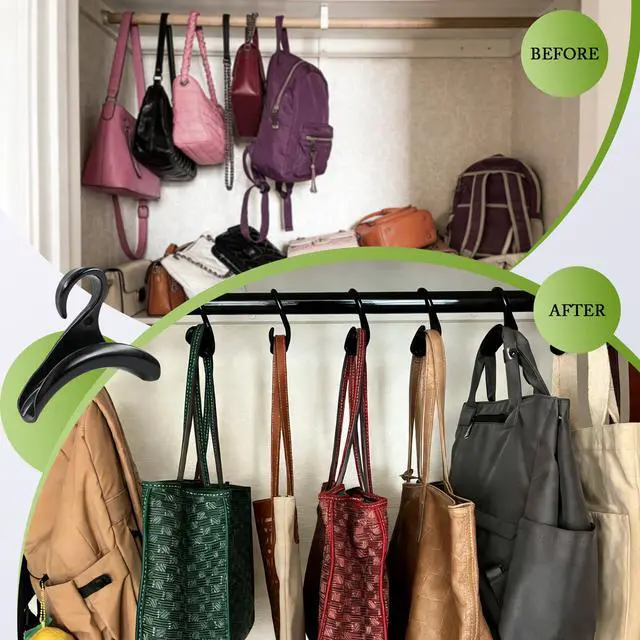 Alt view image 6 of 7 - 14Pcs Handbag Hangers Acrylic Handbag Hooks Purse Hanger Organizer Storage for Closet Organizer Storage Purses Tote Bag Backpacks Handbags Satchels (Black)