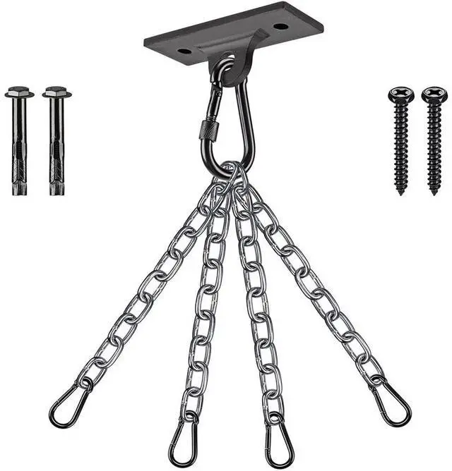 Main image of Heavy Duty Boxing Punching Bag Chain,450 LB Capacity, Wall Mount Ceiling Hooks for Boxing& MMA,Wood Beam Holder with 4 Chains and 4 Carabiners,2 Wood Screws for Wooden Sets