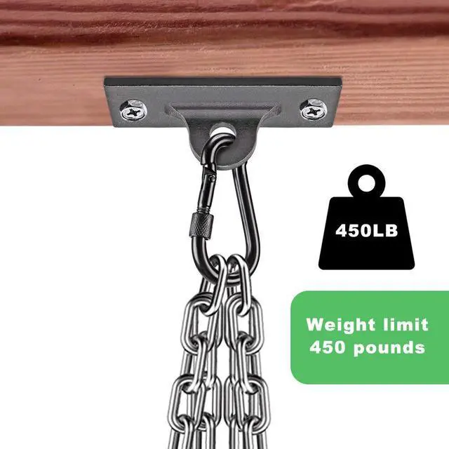 Alt view image 3 of 7 - Heavy Duty Boxing Punching Bag Chain,450 LB Capacity, Wall Mount Ceiling Hooks for Boxing& MMA,Wood Beam Holder with 4 Chains and 4 Carabiners,2 Wood Screws for Wooden Sets