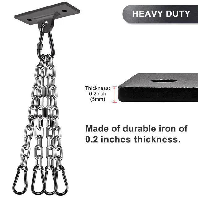 Alt view image 2 of 7 - Heavy Duty Boxing Punching Bag Chain,450 LB Capacity, Wall Mount Ceiling Hooks for Boxing& MMA,Wood Beam Holder with 4 Chains and 4 Carabiners,2 Wood Screws for Wooden Sets