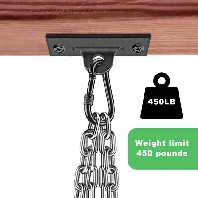 Alt view image 6 of 7 - Heavy Duty Boxing Punching Bag Chain,450 LB Capacity, Wall Mount Ceiling Hooks for Boxing& MMA,Wood Beam Holder with 4 Chains and 4 Carabiners,2 Wood Screws for Wooden Sets