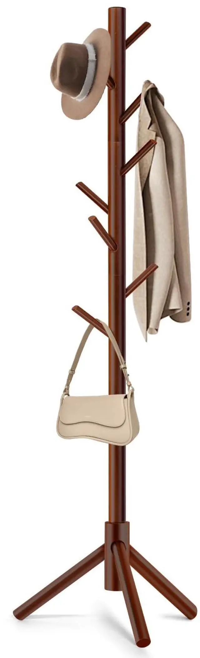 Main image of Coat Rack, Freestanding Coat Rack with 8 Hooks and 3 Adjustable Size Tree Coat Racks for Bedroom, Hallway, Entrance, Office, for Hats, Coats, Scarves, Handbags